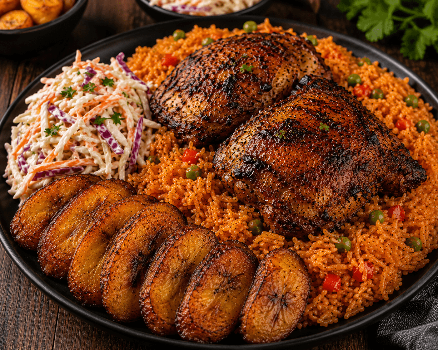 Jollof Rice with grilled chicken thighs